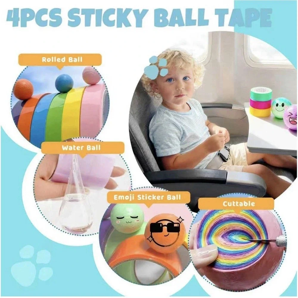Nano Tape Bubble Kit for Kids, 4 Sticky Ball Tapes and 6 Nano Tapes, Squishy ...